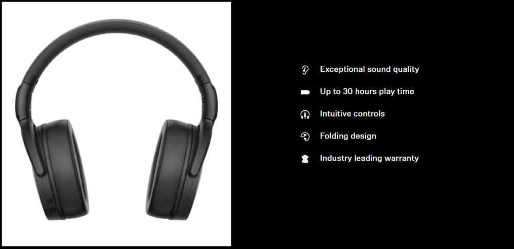 Sennheiser HD 350BT Over The Ear Headphones, 2 Years Sennheiser Warranty
