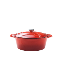 Aqua Oval Enamel Cast Iron Casserole Cookware Pot Red 35.5 cm 4L