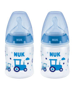 NUK FC+ Temp Control Bottle with Silicone Teat 0-6m 150ml2Pk Tractor