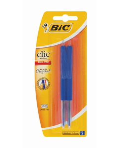 BIC Clic Medium Ballpoint Pens Blue Pack Of 2