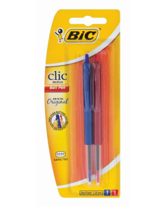BIC Clic Medium Ballpoint Pens Blue/Red Pack Of 2