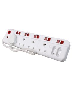 Ellies 6 Way Switched illuminated Multiplug (4X16A/2X5A)