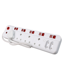 Ellies 6 Way Switched illuminated Multiplug (4X16A/2X5A)