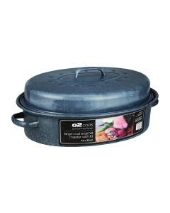 O2 Cook Oval Enamel Roaster with Lid 43cm