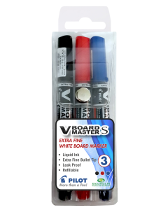 Pilot V Board Master S Extra Slim Whiteboard Markers Wallet Of 3