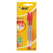 BIC Crystal Xtra Life Ballpoint Pens Red Pack Of 2
