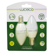 Luceco 2pc Candle WarmWhite NonDim Lamp E14 3W LC14W3W25_2LE