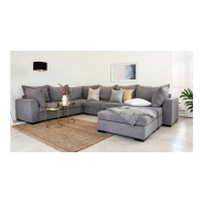 Paradise 6 Piece Corner Fabric Lounge Suite, Grey