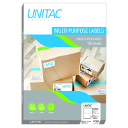 "Unitac A4 Multi Purpose Labels 199,6x143,5 2up Pack Of 100 Sheets"