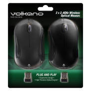 Volkano Vector Duo Pack of 2 Vector Wireless Mouse - Black