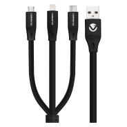 Volkano Slim 3 in 1 Cable 1m Black