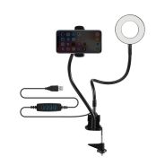 Volkano Insta series Desk clamp with 9cm Ring Light and Phone Holder
