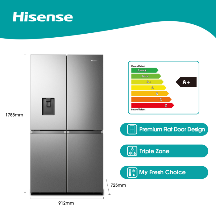 Hisense 579L Side By Side Fridge Freezer Stainless Steel H750FSWD HiFi  Corporation