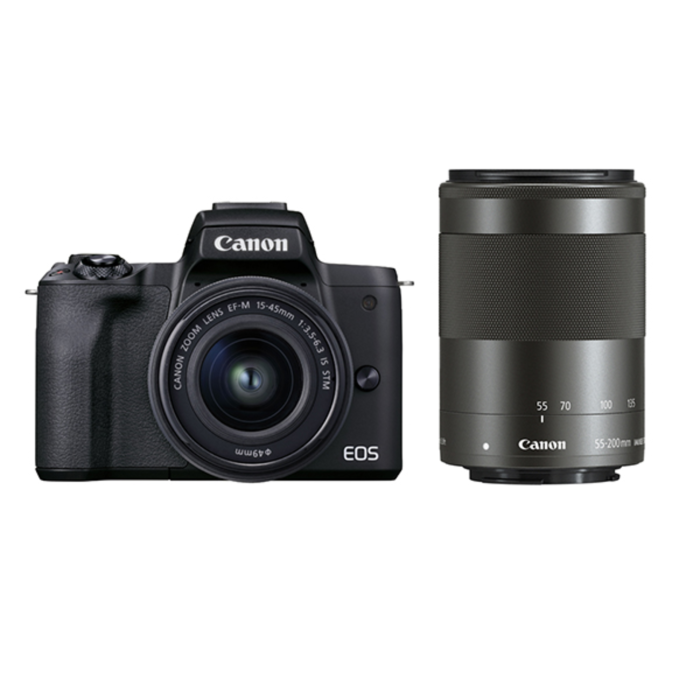 Canon EOS M50 Mirrorless Digital Camera with 15-45mm Lens (Black)  (2680C011) + EOS Bag + Sandisk Ultra 64GB Card + Clean and Care Kit -  Newegg.com